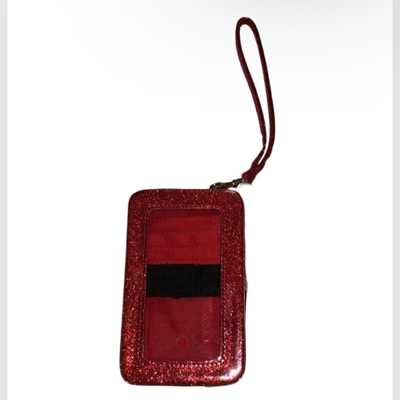“NAUGHTY IS NEW NICE” RED GLITTER CELL PHONE WALLET CASE WRISTLET NEW - Picture 5 of 7